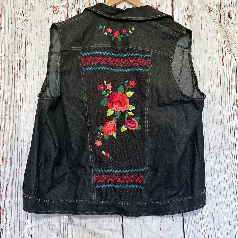 Alfred Dunner Charcoal Denim Vest